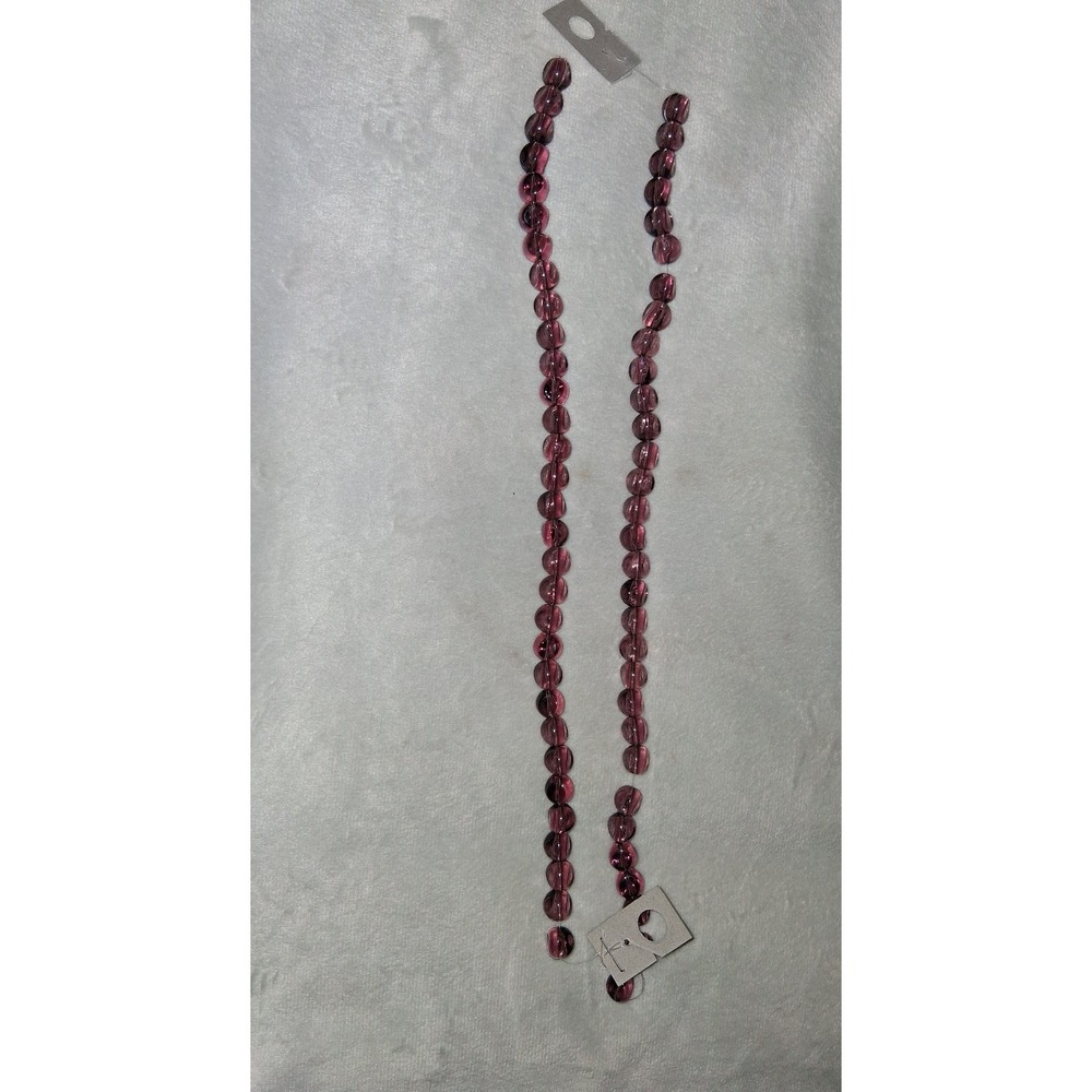 Vintage Plum Purple Glass Beads Strand Translucent Amethyst Wavy Center 2.6 oz